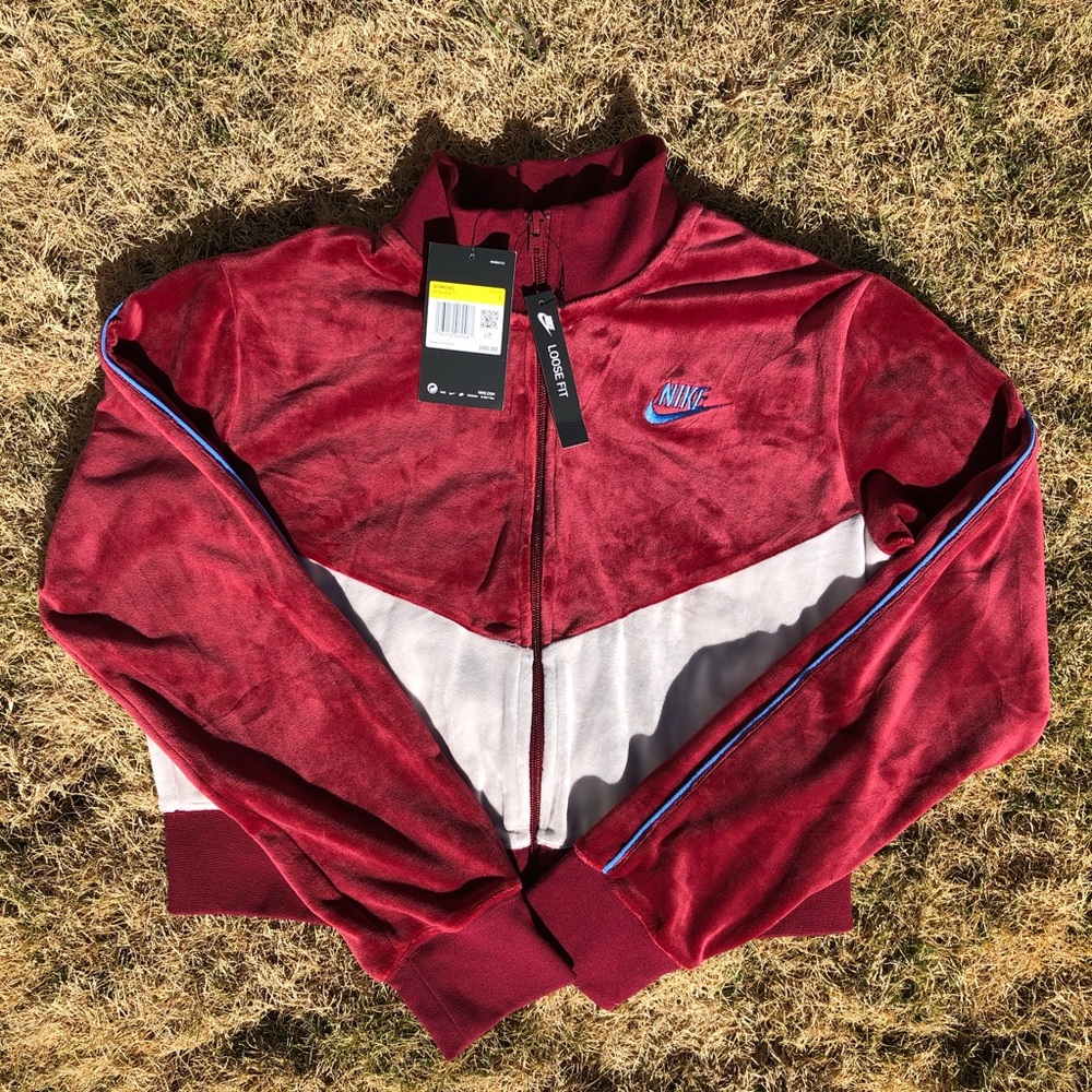 🆕 Nike Sportswear Heritage Burgundy Silk Jacket